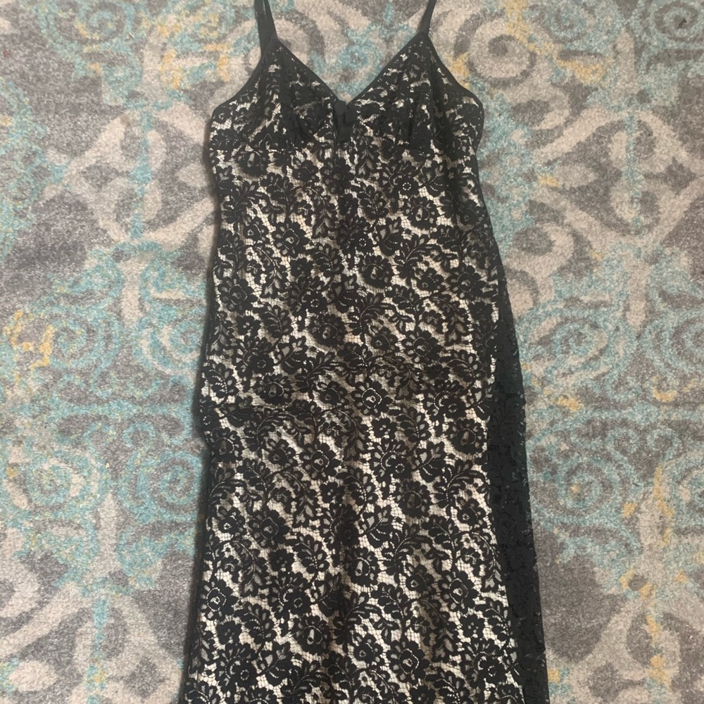Rebecca Taylor 6 white & black lace slip dress
